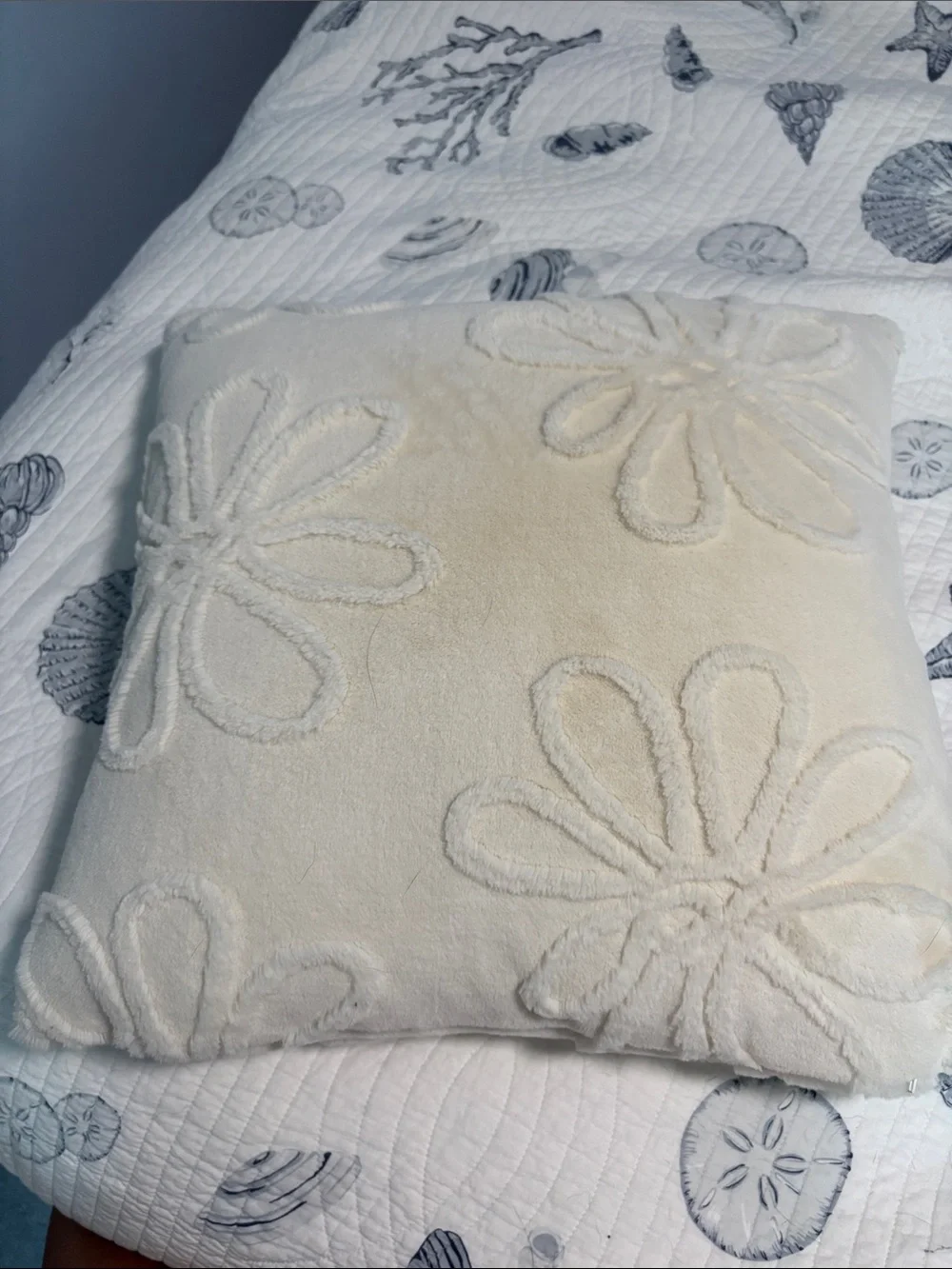 Chelsea & Theodore Cream Floral Plush Throw Pillow
